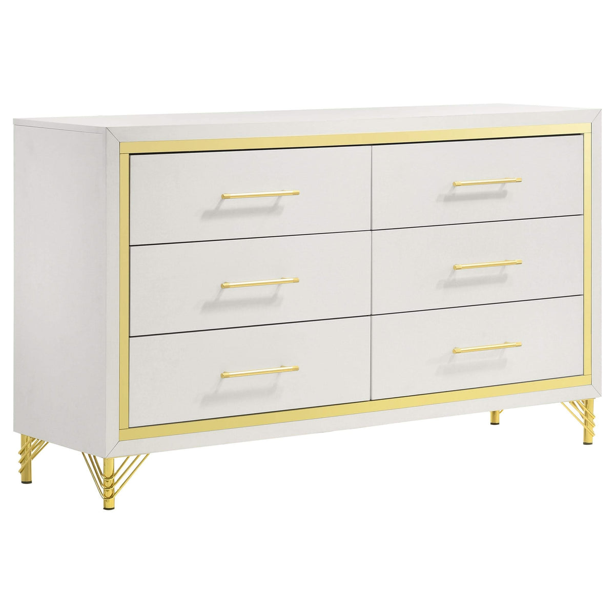 Juego de dormitorio Queen Lucia de 5 piezas en beige y blanco