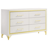 Juego de dormitorio Queen Lucia de 5 piezas en beige y blanco