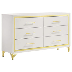 Juego de dormitorio Queen Lucia de 5 piezas en beige y blanco