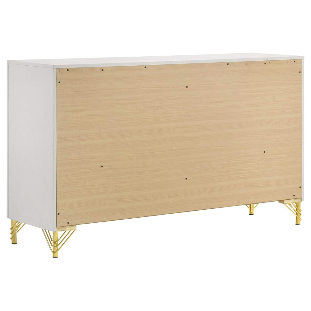Juego de dormitorio Queen Lucia de 5 piezas en beige y blanco