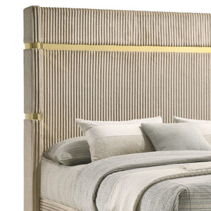 Cama Queen tapizada Lucia de 61 pulgadas con respaldo alto en beige