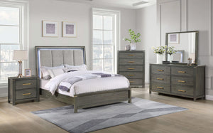 Juego de dormitorio Kieran Eastern King de 5 piezas en gris