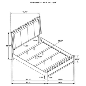 Cama con panel LED Kieran Wood Eastern King, gris