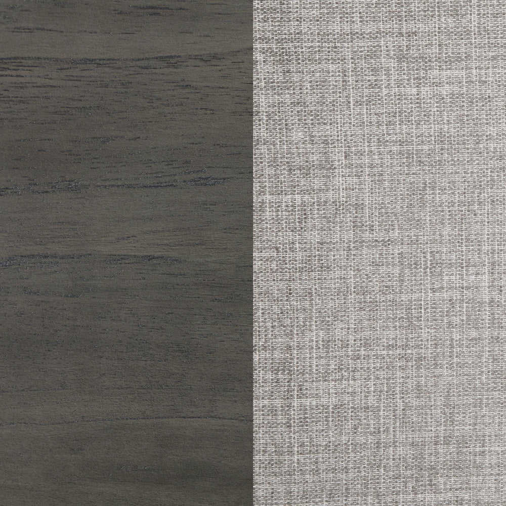 Cama California King con panel LED Kieran Wood, gris