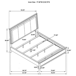 Cama California King con panel LED Kieran Wood, gris