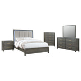 Juego de dormitorio Kieran de 5 piezas tamaño Queen en gris