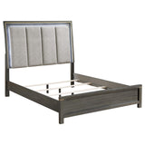 Cama Queen con panel LED Kieran Wood, gris