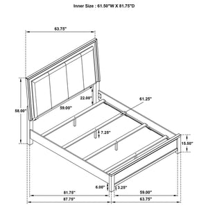 Cama Queen con panel LED Kieran Wood, gris
