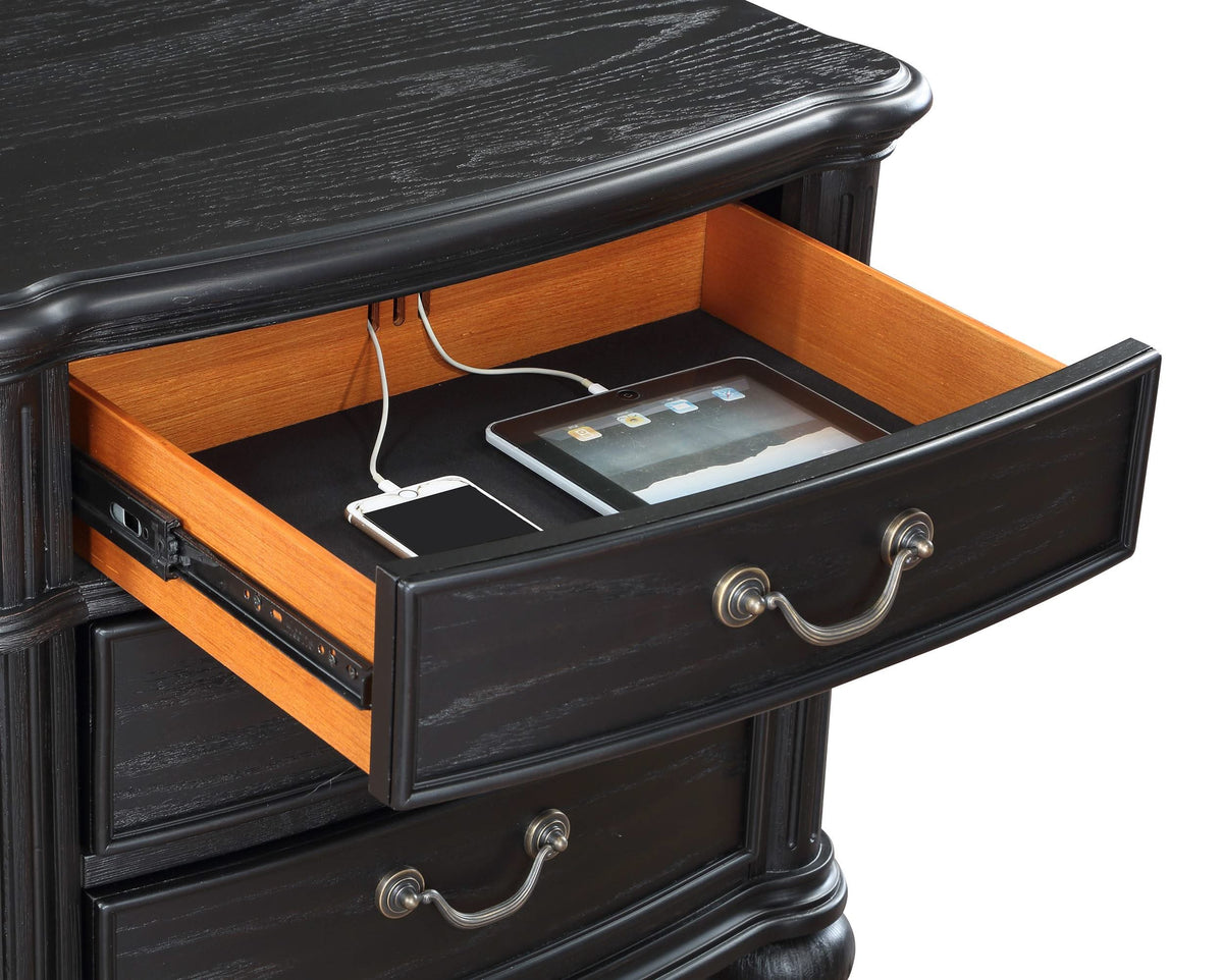 Juego de dormitorio Celina Eastern King de 4 piezas, color negro