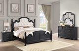 Juego de dormitorio Celina de 4 piezas color negro para cama tamaño queen
