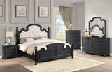 Juego de dormitorio Celina Queen de 5 piezas, color negro