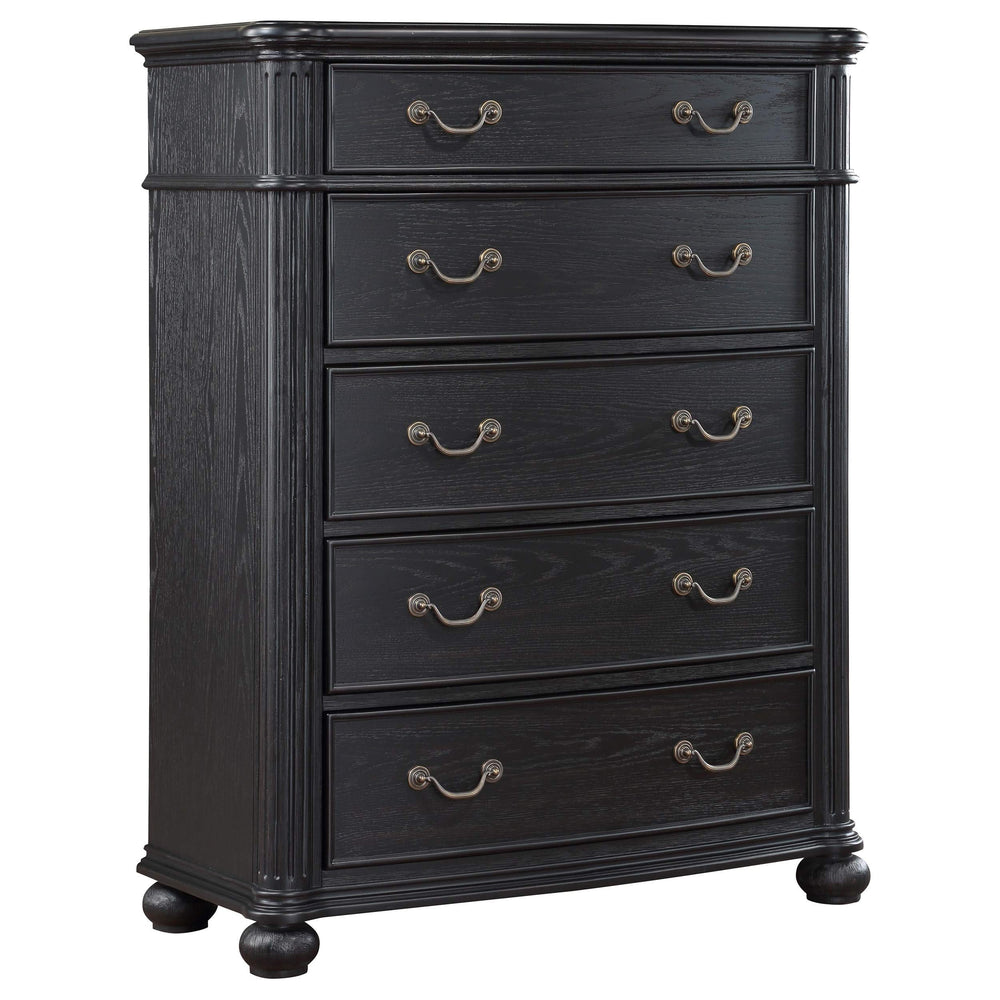 Juego de dormitorio Celina Queen de 5 piezas, color negro