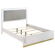 Cama California King con panel LED de madera de alcaravea, color blanco