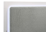 Cama Queen con panel LED de madera de alcaravea, color blanco