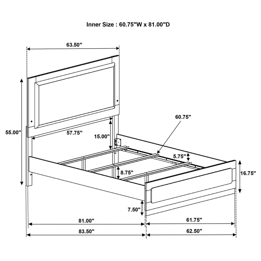 Cama Queen con panel LED de madera de alcaravea, color blanco