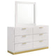 Cómoda Caraway de 6 cajones con espejo blanca