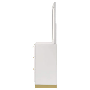 Cómoda Caraway de 6 cajones con espejo blanca
