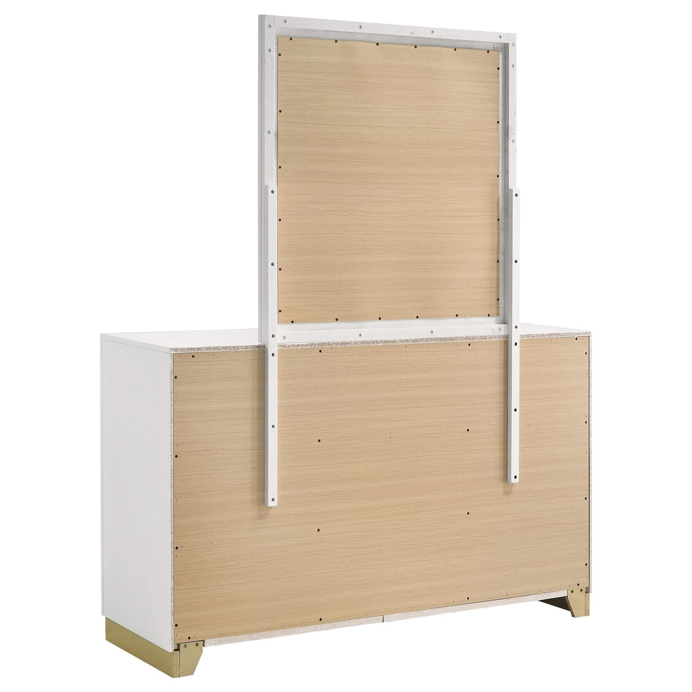 Cómoda Caraway de 6 cajones con espejo blanca