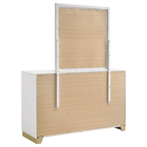 Cómoda Caraway de 6 cajones con espejo blanca