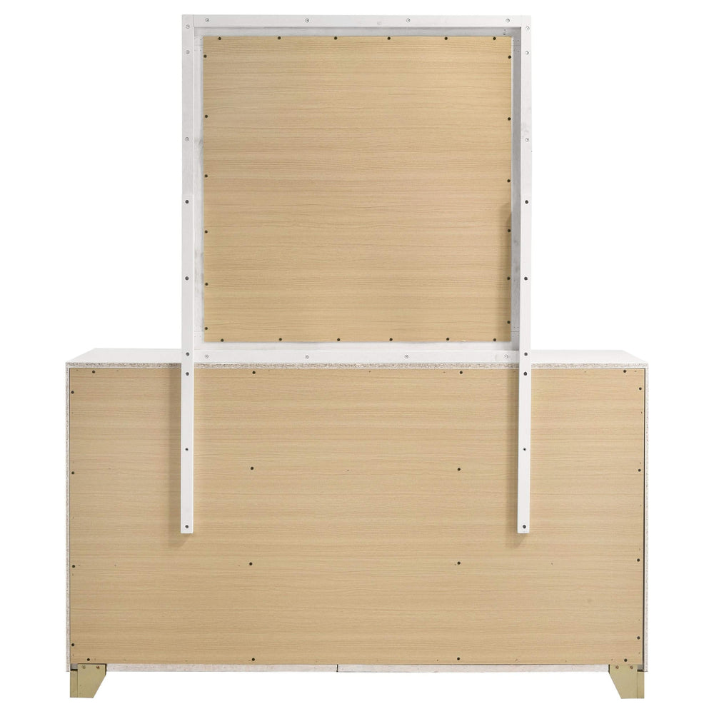 Cómoda Caraway de 6 cajones con espejo blanca