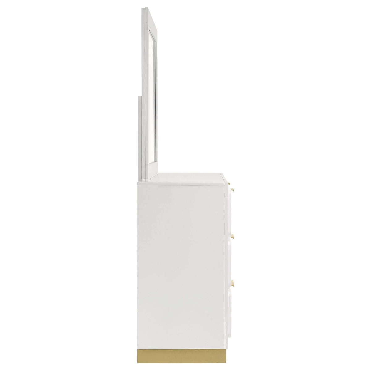Cómoda Caraway de 6 cajones con espejo blanca