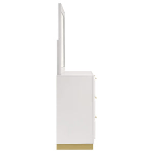 Cómoda Caraway de 6 cajones con espejo blanca