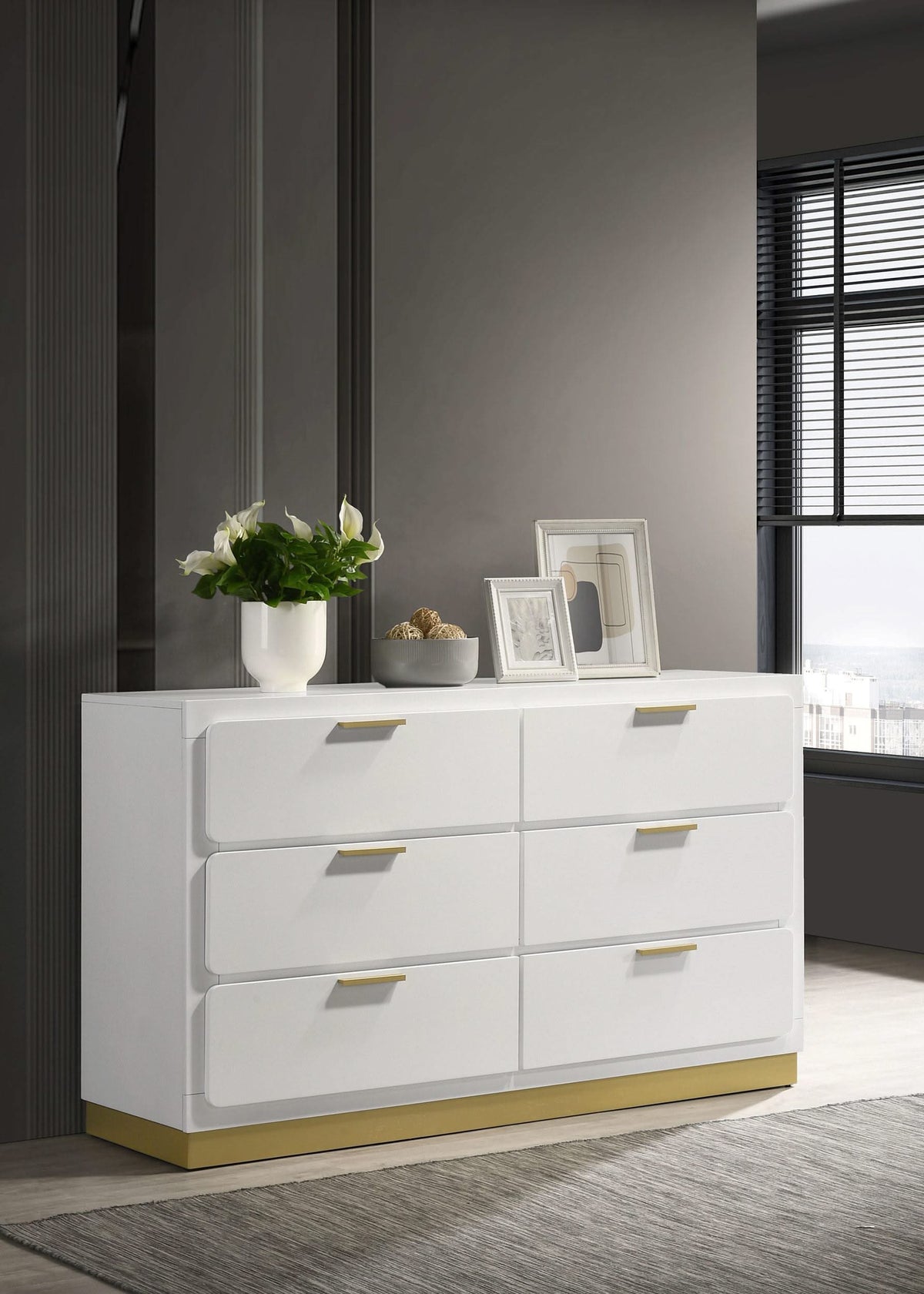 Cómoda Caraway de 6 cajones blanca