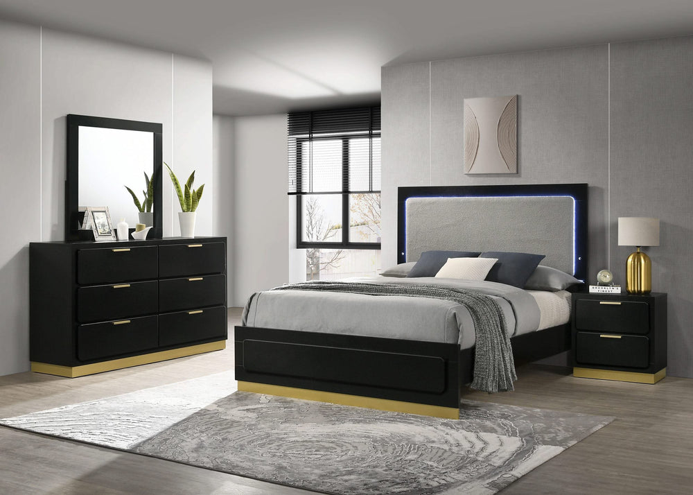Juego de dormitorio Caraway de 4 piezas Eastern King, color negro