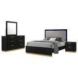 Juego de dormitorio Caraway de 4 piezas Eastern King, color negro