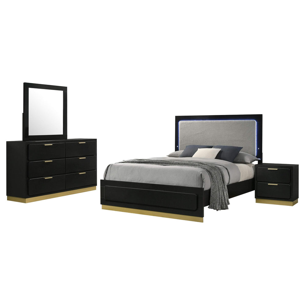Juego de dormitorio California King de 4 piezas Caraway, color negro