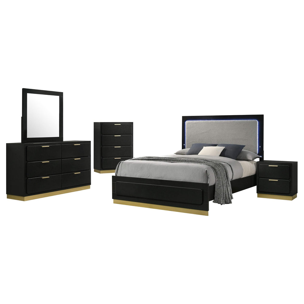 Juego de dormitorio California King de 5 piezas Caraway, color negro