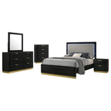 Juego de dormitorio Caraway de 5 piezas, color negro, tamaño queen