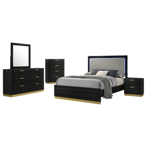 Juego de dormitorio Caraway de 5 piezas, color negro, tamaño queen