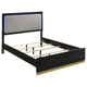 Cama Queen con panel LED de madera de alcaravea, color negro