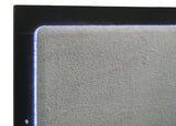 Cama Queen con panel LED de madera de alcaravea, color negro