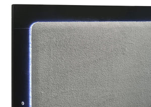 Cama Queen con panel LED de madera de alcaravea, color negro