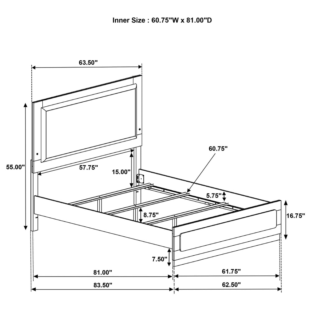Cama Queen con panel LED de madera de alcaravea, color negro