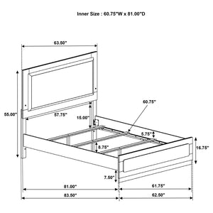 Cama Queen con panel LED de madera de alcaravea, color negro