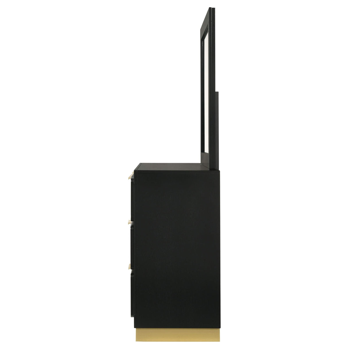 Cómoda Caraway de 6 cajones con espejo negra