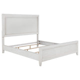Juego de dormitorio Marielle de 5 piezas con cama tamaño king en color blanco desgastado
