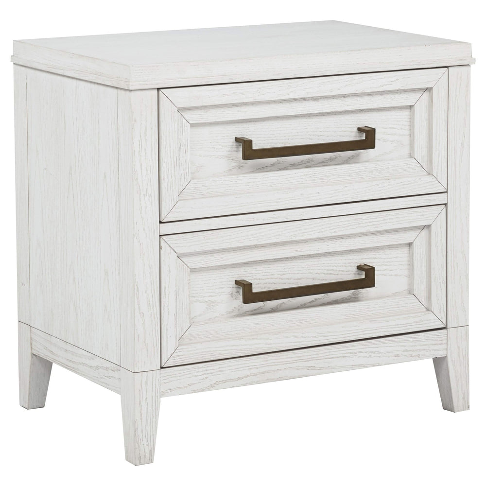 Juego de dormitorio Marielle de 5 piezas con cama tamaño king en color blanco desgastado
