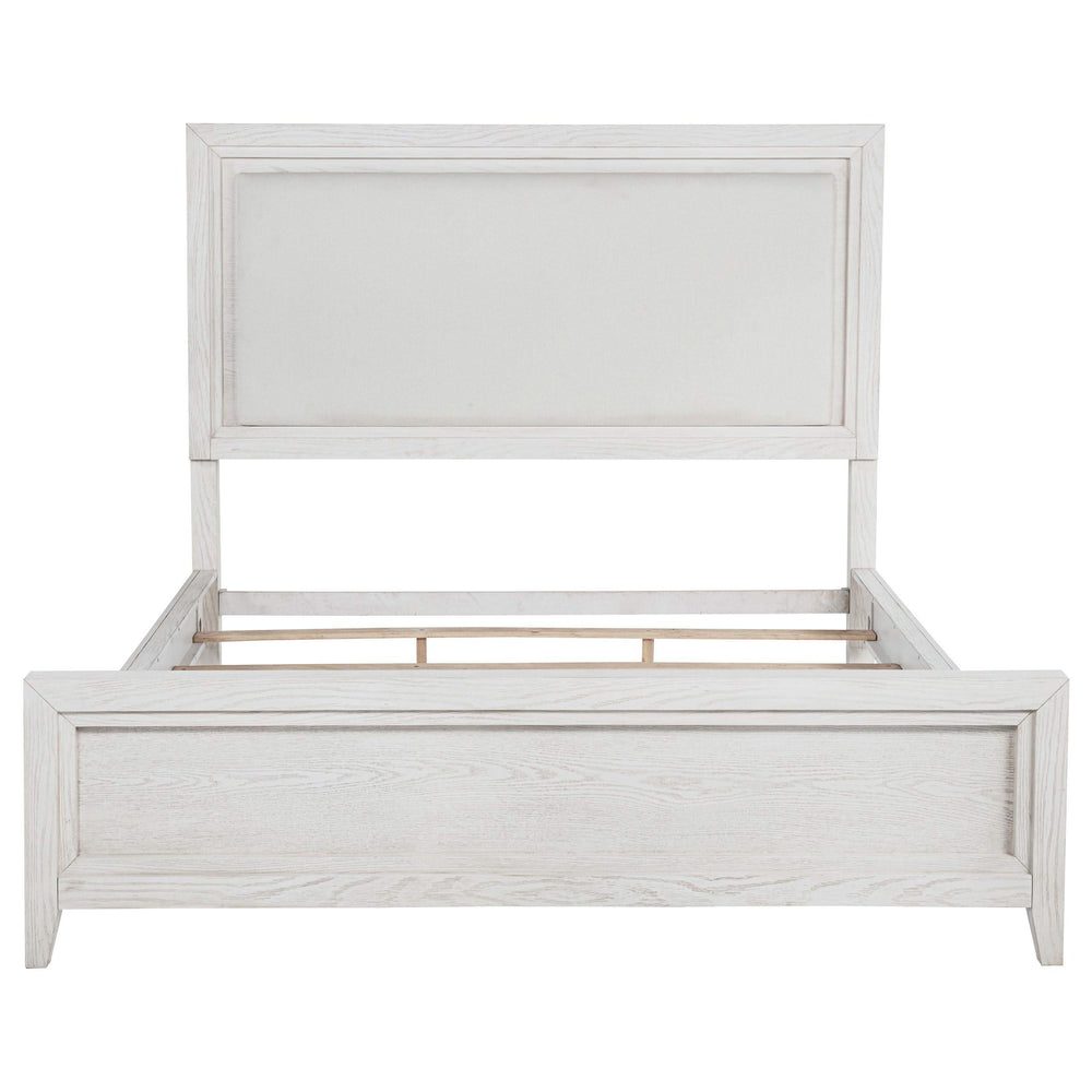 Cama Marielle Eastern King con paneles tapizados en blanco desgastado