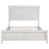 Cama Marielle Eastern King con paneles tapizados en blanco desgastado