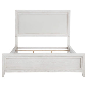 Cama Marielle Eastern King con paneles tapizados en blanco desgastado