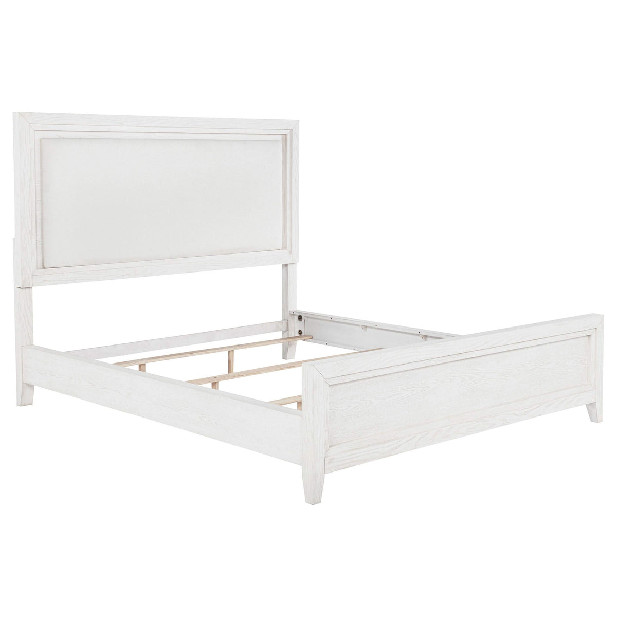 Juego de dormitorio Marielle de 5 piezas Cal King en blanco desgastado