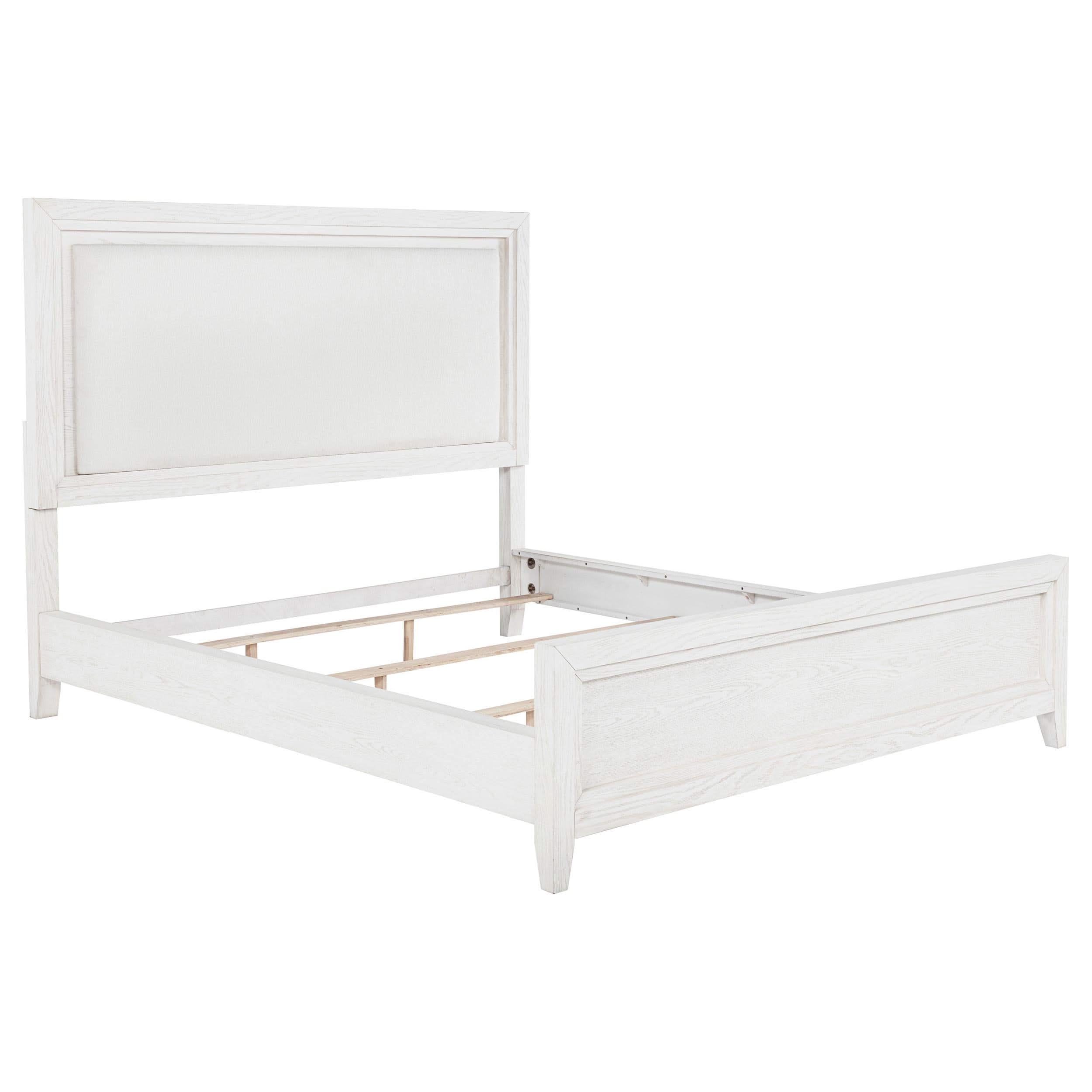 Juego de dormitorio Marielle de 5 piezas Cal King en blanco desgastado