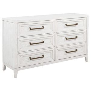 Juego de dormitorio Marielle de 5 piezas Cal King en blanco desgastado
