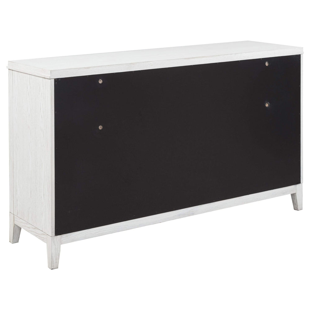 Juego de dormitorio Marielle de 5 piezas Cal King en blanco desgastado