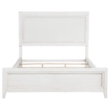 Cama tapizada Marielle California King con paneles en blanco desgastado