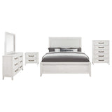Juego de dormitorio Marielle de 5 piezas tamaño Queen en blanco desgastado